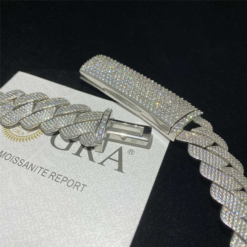 necklace moissanite chain cuban Link Chain Heavier Big Guy 20mm 4 Row Diamonds925 Sterling Silver Iced Out Vvs Moissanite Diamond