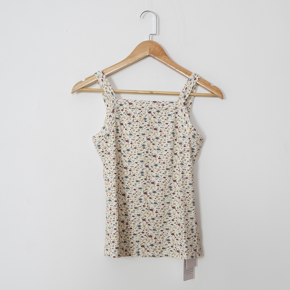 Camisoles Tanks Rowling mirror Floral Print Stretch Sling Vest Top Women Sleeveless Stretch Lady Pullover Casual Classic Vintage Femme Tops 230327