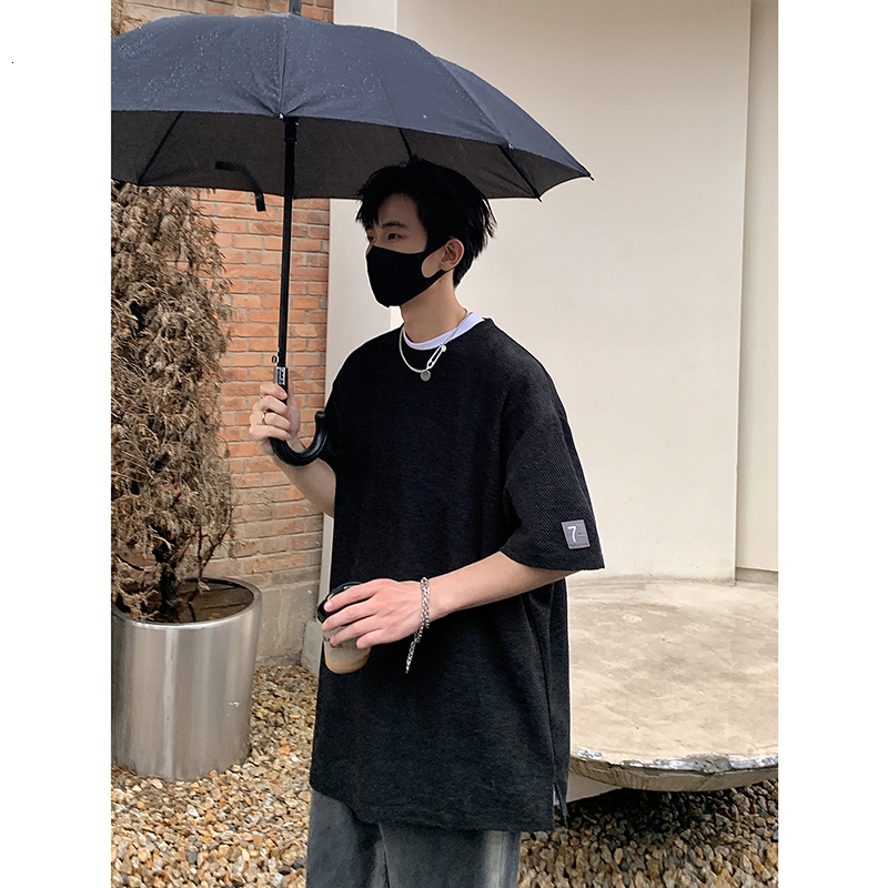 Men's T-Shirts Solid Hip Hop Loose Mens T-shirts Casual Chic Coffee/Gray/Black Summer Short Sleeves Streetwear Tshirt Tees Oversize 3XL 230327