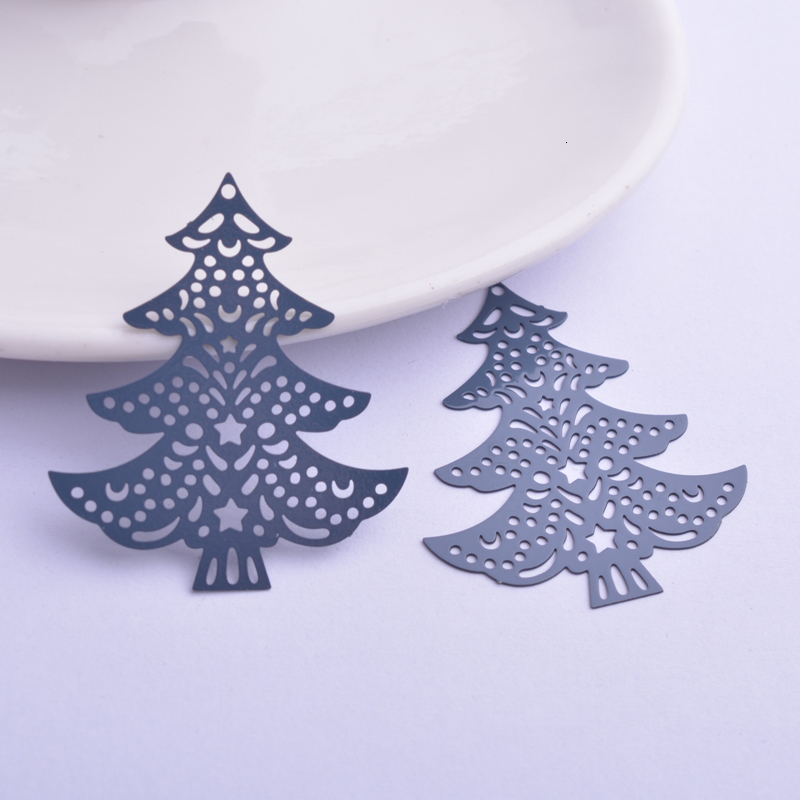 Charms 30pcs Ac4270 35*40mm Filigree Christmas Tree Charms Brass Trees Pendant DIY Earring Findings 230325