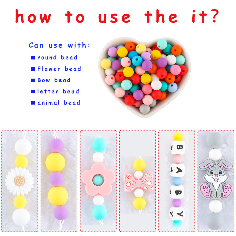 Other Sunrony 1001000Pcs Silicone Beads 12mm Round Bead For Jewelry Making Bulk DIY Pacifier Chain Bracelet Necklace Accessories 230325