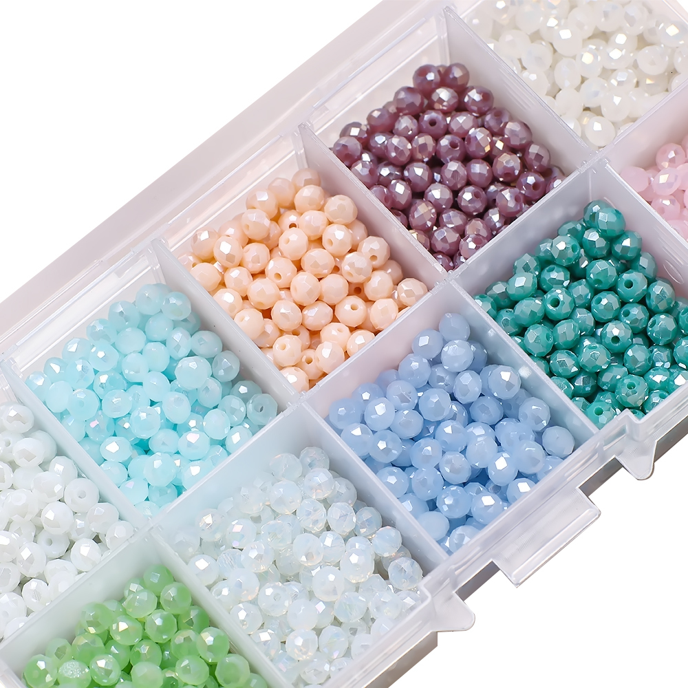 Other 4 6 8mm AB Rondelle Glass Faceted Beads for Jewelry Making DIY for Woman Briollete Crystal Round Loose Spacer Beaded Needlework 230325