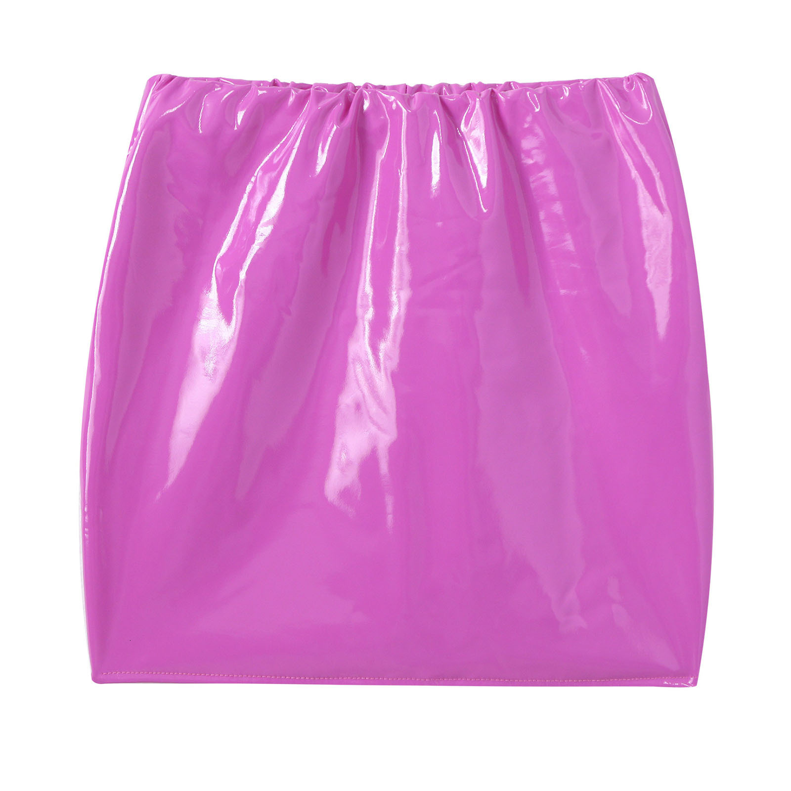 Skirts Womens Latex Patent Leather Miniskirt Solid Color Elastic Waistband Glossy Pencil Skirt Night Club Party Music Festival Costume 230327