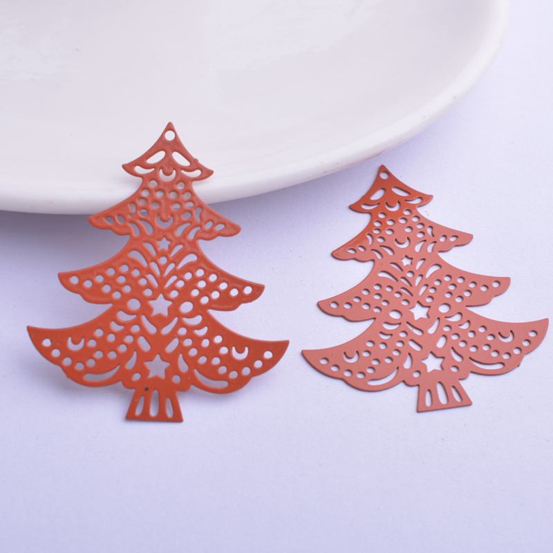 Charms 30pcs Ac4270 35*40mm Filigree Christmas Tree Charms Brass Trees Pendant DIY Earring Findings 230325