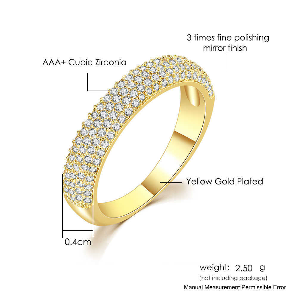 Band Rings Vintage Gold Color Ring for Women Men Trend Stacking Crystal Ring Fashion Accessories Microinlaid Zircon Jewelry Wholesale R731 Z0327