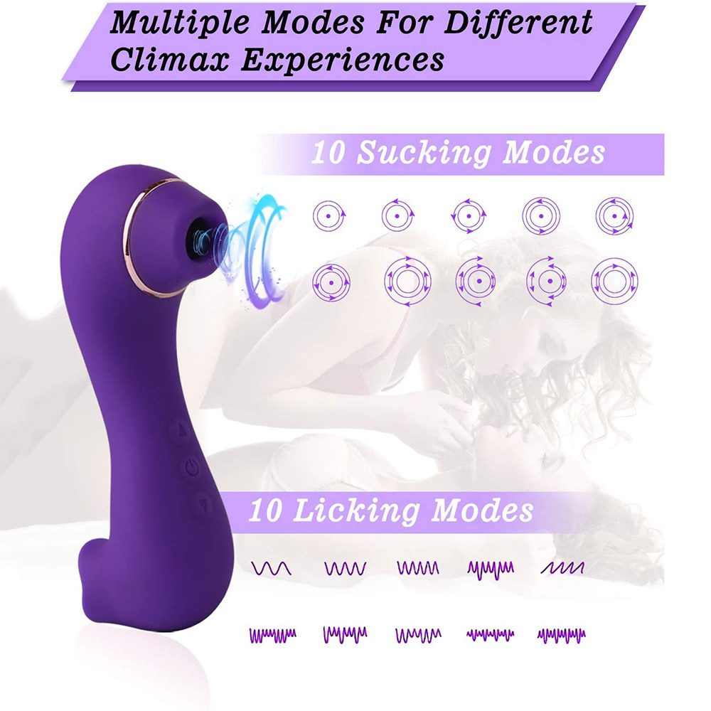 Vibrators 2 in 1 Clitoral Sucking Licking G-Spot Vibrator Double Nipple Tongue Stimulator Vaginal Breast Massager Oral Sex Toys for Women 230327