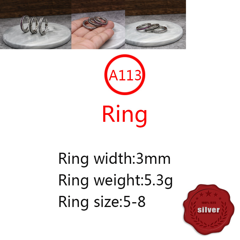A113 S925 Sterling Silver Ring Personalized Punk Hip Hop Dance Style Cross Flower Set Diamond Letter Shaped Jewelry Gift for Lover