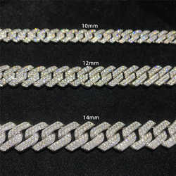 12mm/10mm VVS1 Moissanite Iced Out Cuban k Chain in Sier