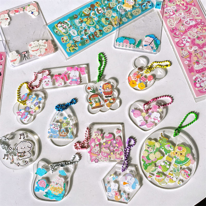 Charms 40PcsLot Acrylic Blank Charms Round Heart Flower Geometric Transparent Acrylic Card Charm for Jewelry Making Diy Keychain Craft 230325