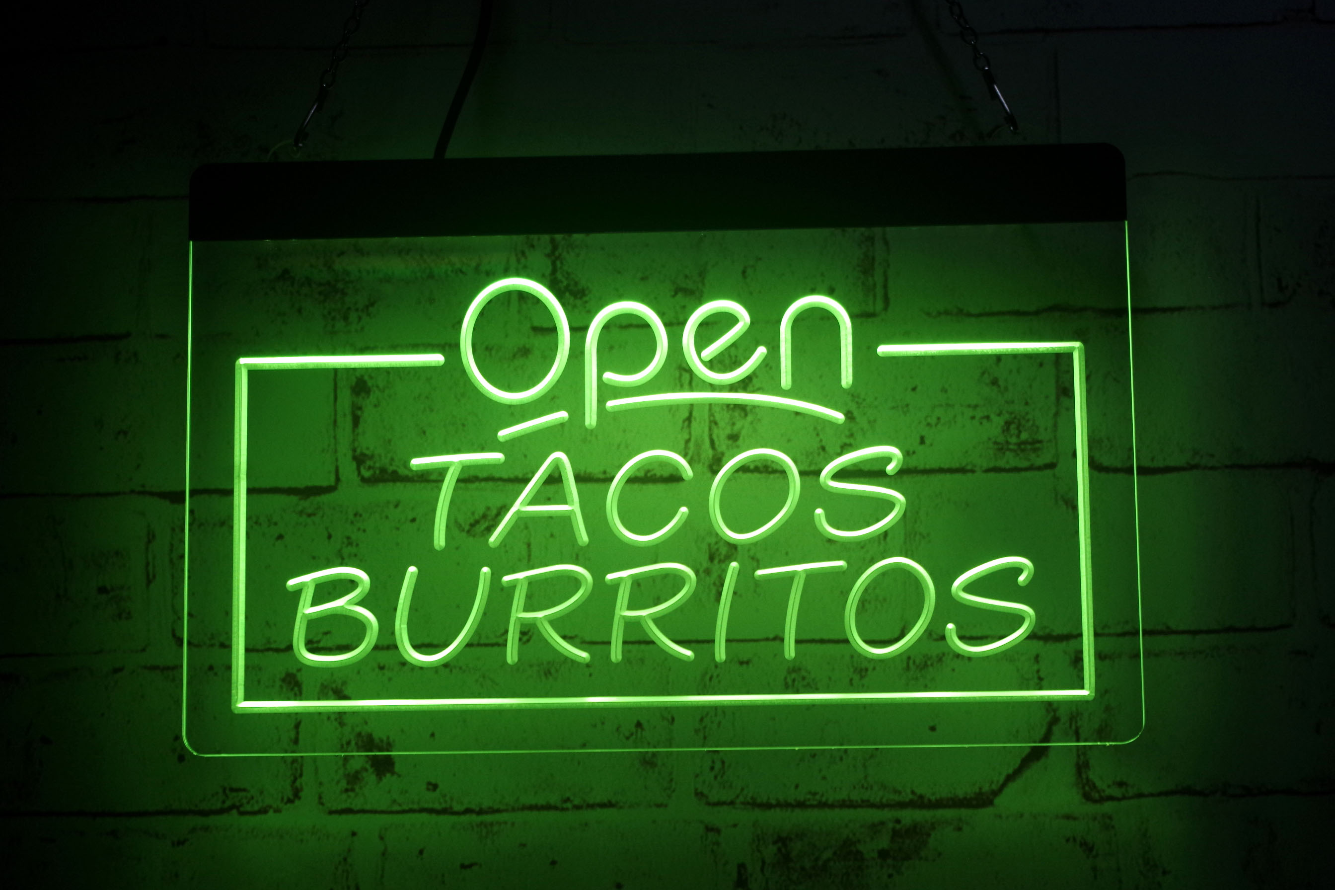 TR3505 LED Strip Lights Sign Open Tacos Burritos Bar Pub Restaurant 3D Engraving Free Design Wholesale Retail