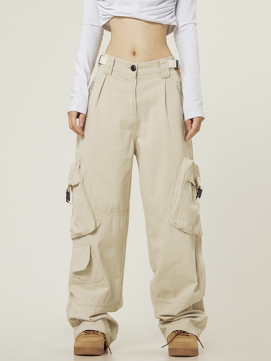 Men's Pants American street multi pocket functional overalls for men and women ins trendy high street minority loose wide leg casual 230327