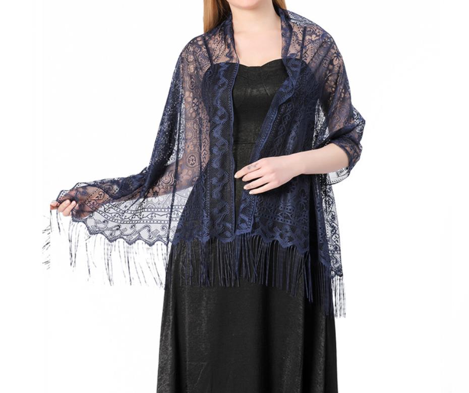 Women's Lace Shawls Wraps Others Apparel Formal Evening Party Dress Floral Lightweight Fringe Stole Bride Bridesmaid Veil for Wedding