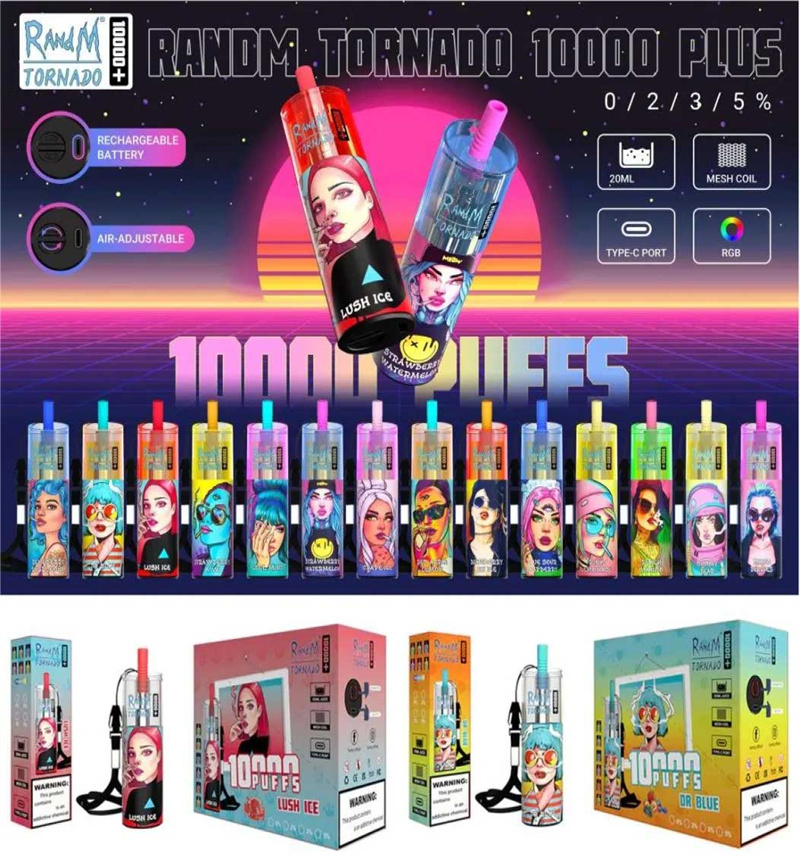 Original RandM Tornado 10000 Plus Disposable Vape Pen E Cigarette 850 mAh Rechargeable Battery Airflow Control Mesh Coil 10K 20ml Prefilled Pod 14 Flavors
Original RandM Tornado 10000 Plus Disposable Vape Pen E Cigarette 850 mAh Rechargeable Battery Airflow Control Mesh Coil 10K 20ml Prefilled Pod 14 Flavors
