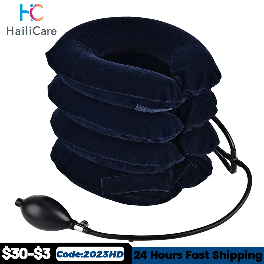 Massaging Neck Pillowws Air Inflatable Cervical Collar Neck Traction Tractor Support Massage Pillow Pain Relief Relax Health Care Neck Head Stretcher 
