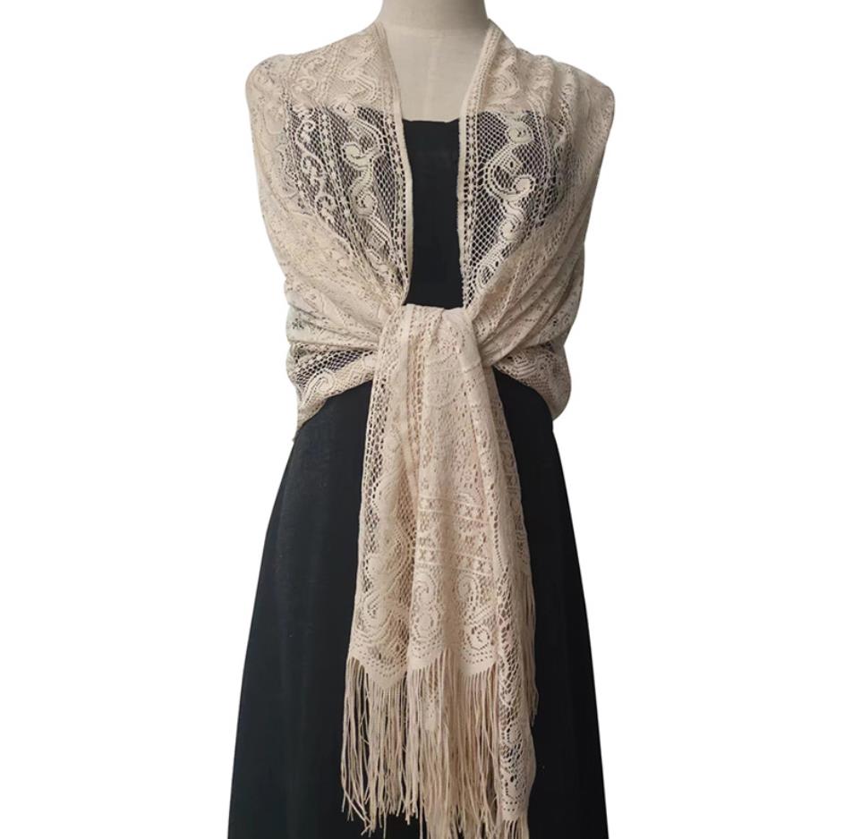 Women's Lace Shawls Wraps Others Apparel Formal Evening Party Dress Floral Lightweight Fringe Stole Bride Bridesmaid Veil for Wedding