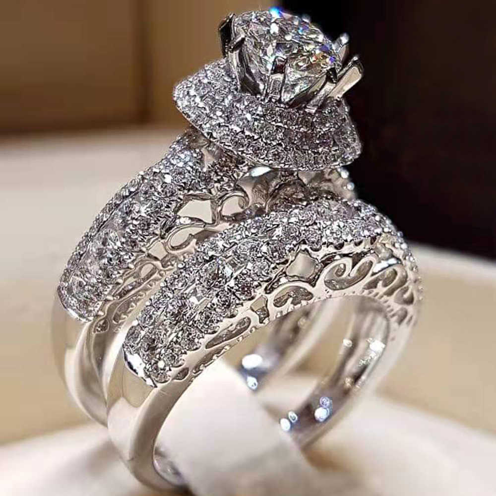 Band Rings Huitan 2022 New Trendy Women's Set Rings Statement Jewelry Geometric Shaped Modern Wedding Engagement Bands Female Accessories Z0327