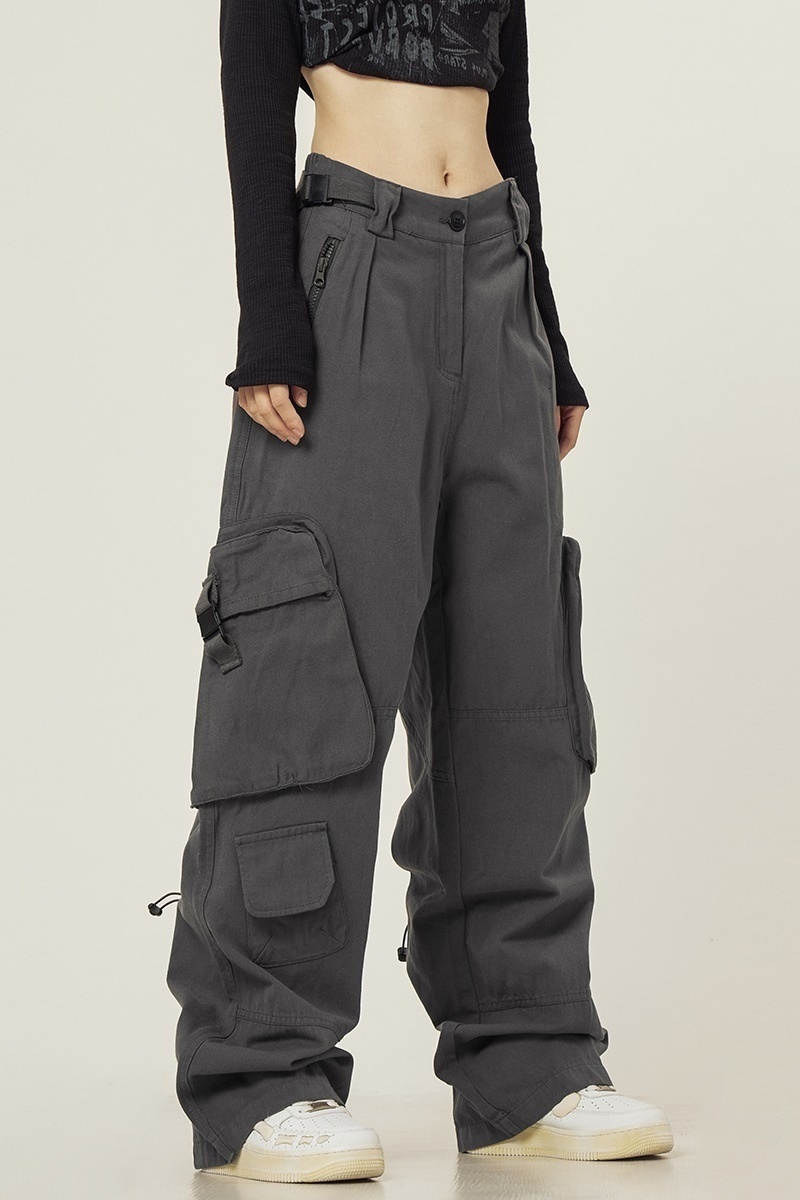 Men's Pants American street multi pocket functional overalls for men and women ins trendy high street minority loose wide leg casual 230327
