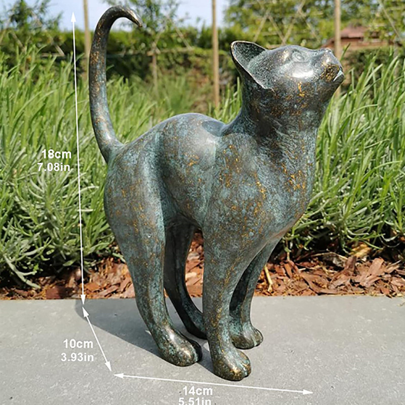 Other Home Decor Garden Cat Statues Beautiful Round Back Outdoor Sculpture Animal Resin Ornaments 230327