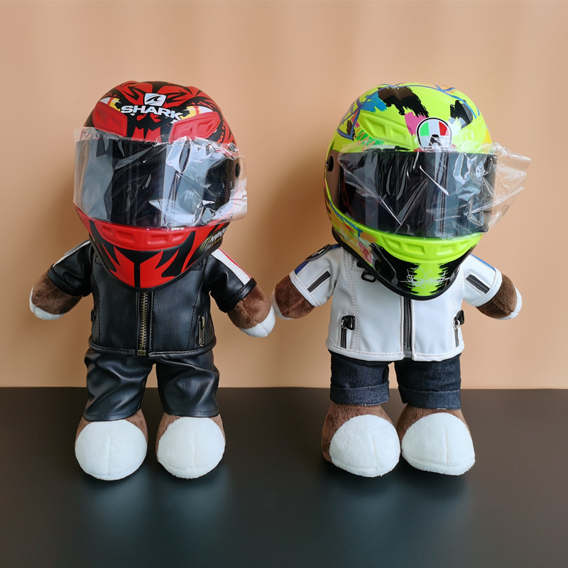 Other Home Decor Helmet Bear Doll Motorcycle Teddy Plush With Ornaments Gifts for Friends Boyfriend Office 230327 - view 4