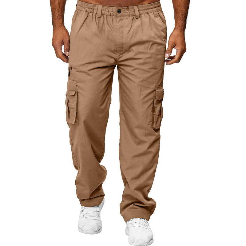 Men's Pants Men's Cargo Pants Outdoor Multi Pocket Loose Straight Trousers Elastic Waist Military pantalones hombre Jogger Pants MY768 23032
