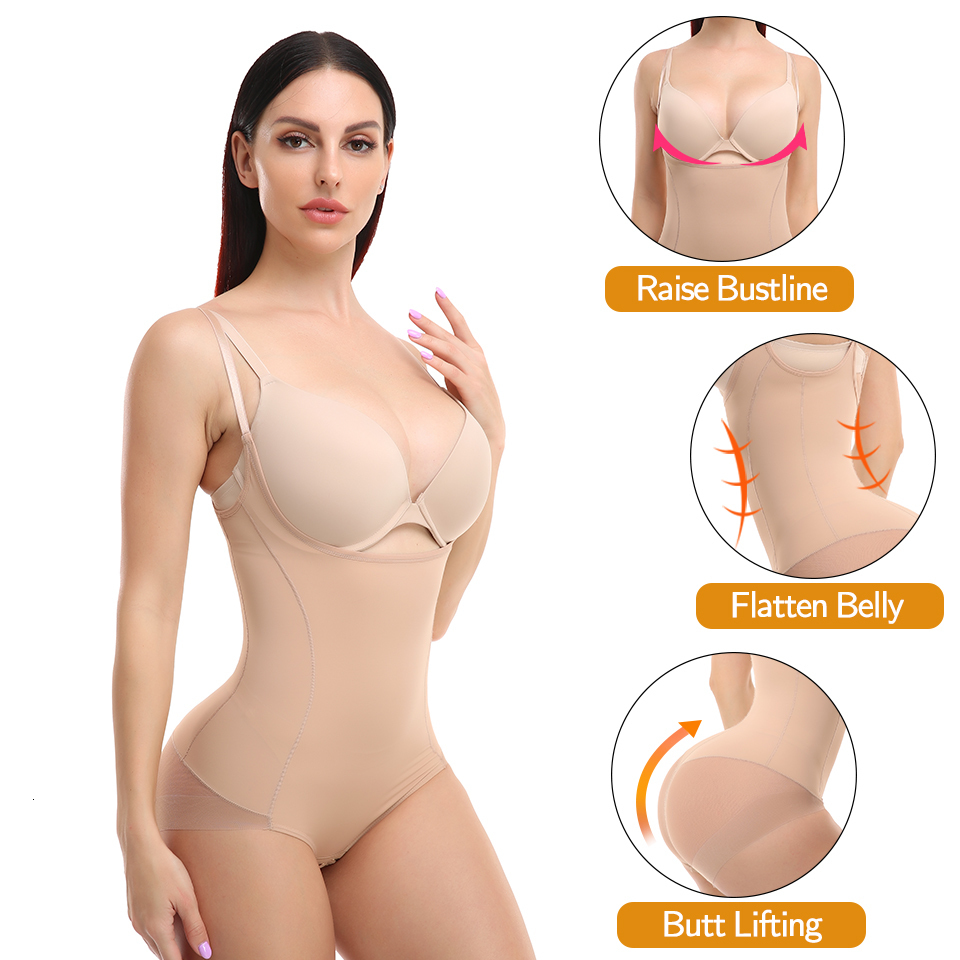 Waist Tummy Shaper Shapewear for Women Tummy Control Bodysuits Waist Trainer Body Shaper Slimming Underwear Open Bust Compression Belly Girdles 230327