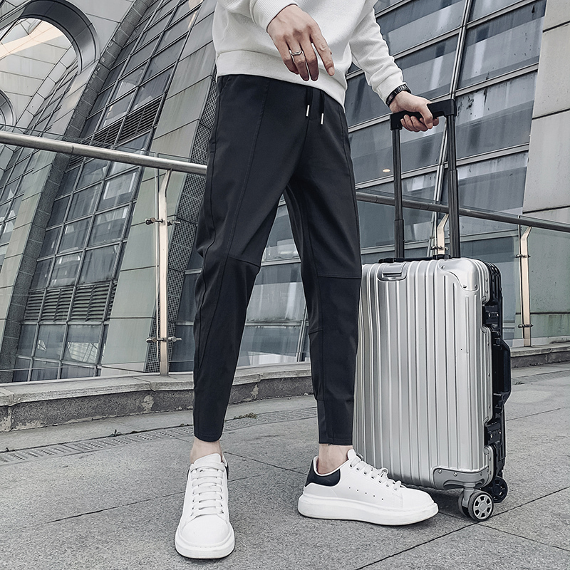 Men's Pants Black/Gray Summer Ankle Length Slim Fit Casual Thin Harem Pants Men Clothing Streetwear Hip Hop Joggers Trousers Male 36-28 230327