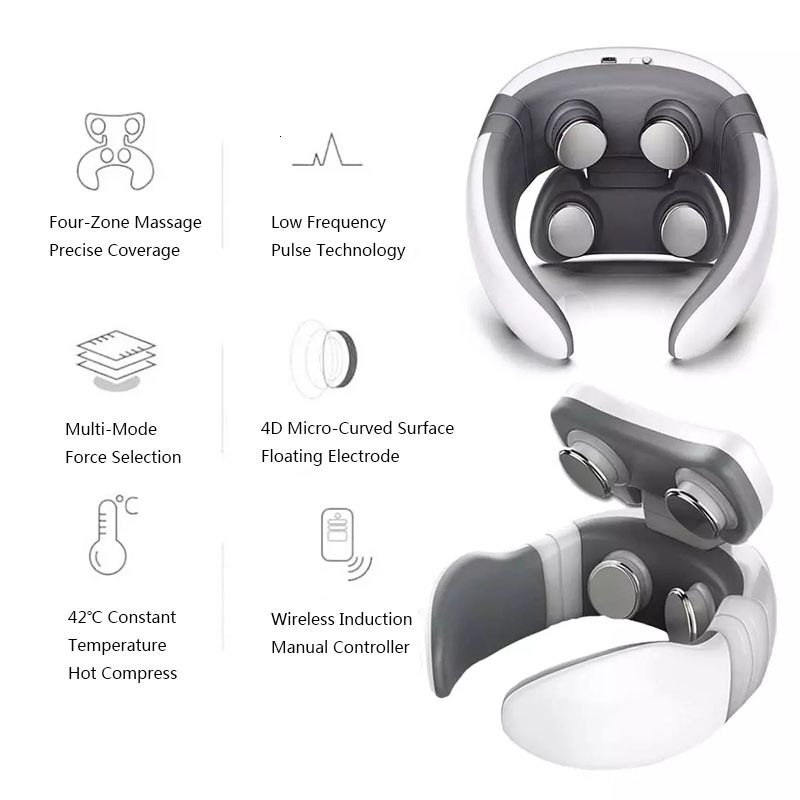 Massaging Neck Pillowws Smart 4D 6 Modes Electric Neck Massager Pulse Back Power Control Far Infrared Neck Massage Pro Pain Relief Tool Health Care 23