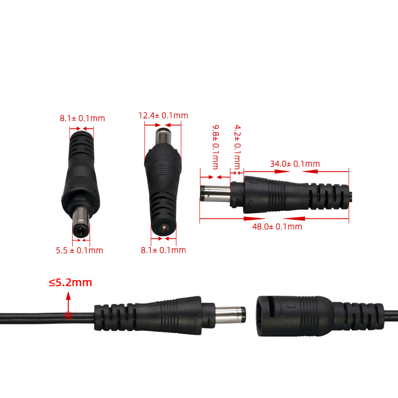 LED DC Connector Lighting Accessories DC Power Extension Cable 5.5mm x 2.1mm 5-24V For 5050 3528 single colour led strip lights male and female connec