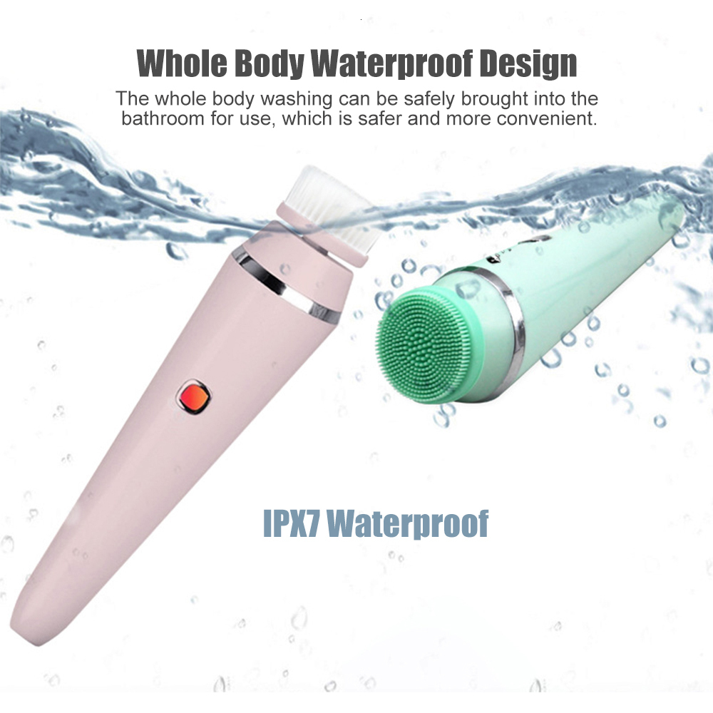 Cleaning Tools Accessories 4 in 1 Electric Brush Face Skin Spa Cleansing USB Rechargeable Massager Cleaner with 4 Heads Skin Care Clean Beauty Tool 23