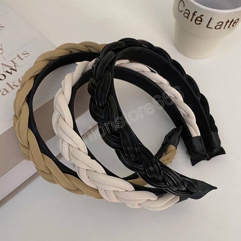 Fashion Women Headband Handmade Braided Hairband Girls Solid Color Headwear Hair Accessories