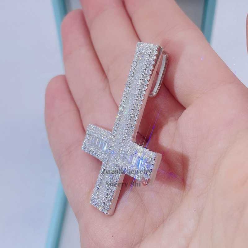 necklace moissanite chain cross Pendant Necklaces Whiote Gold 925 Silver Vvs Moissanite Diamond Iced Out Hip Hop Pass Tester