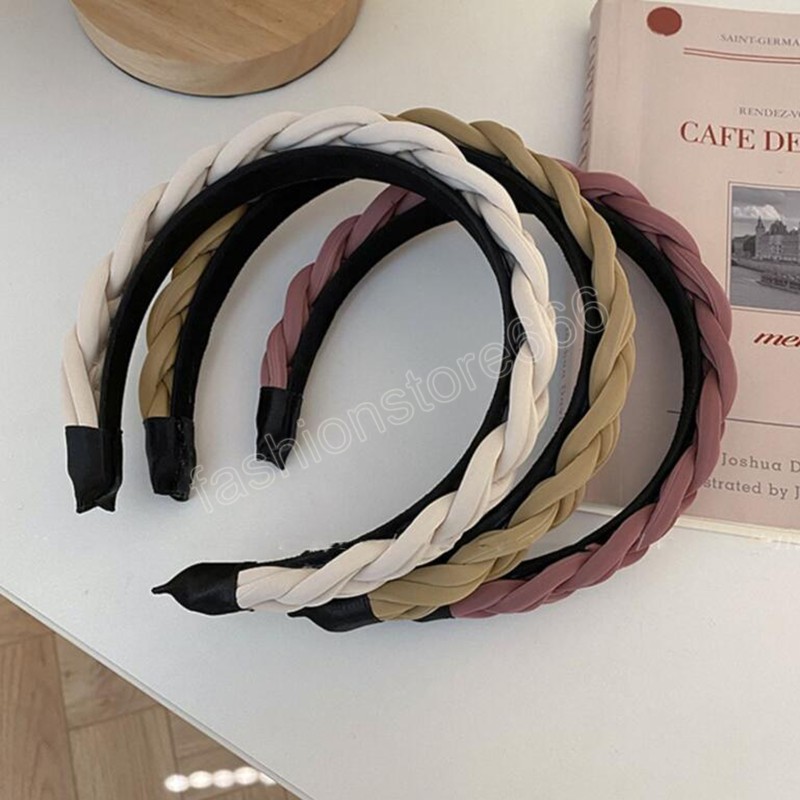 Fashion Women Headband Handmade Braided Hairband Girls Solid Color Headwear Hair Accessories