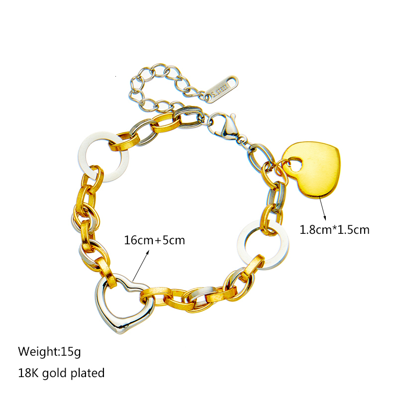 Charm Bracelets DIEYURO 316L Stainless Steel Heart Charm Bracelet For Women Hip Hop Street Trend Girls Wrist Jewelry Fashion Party Wedding Gifts 23032