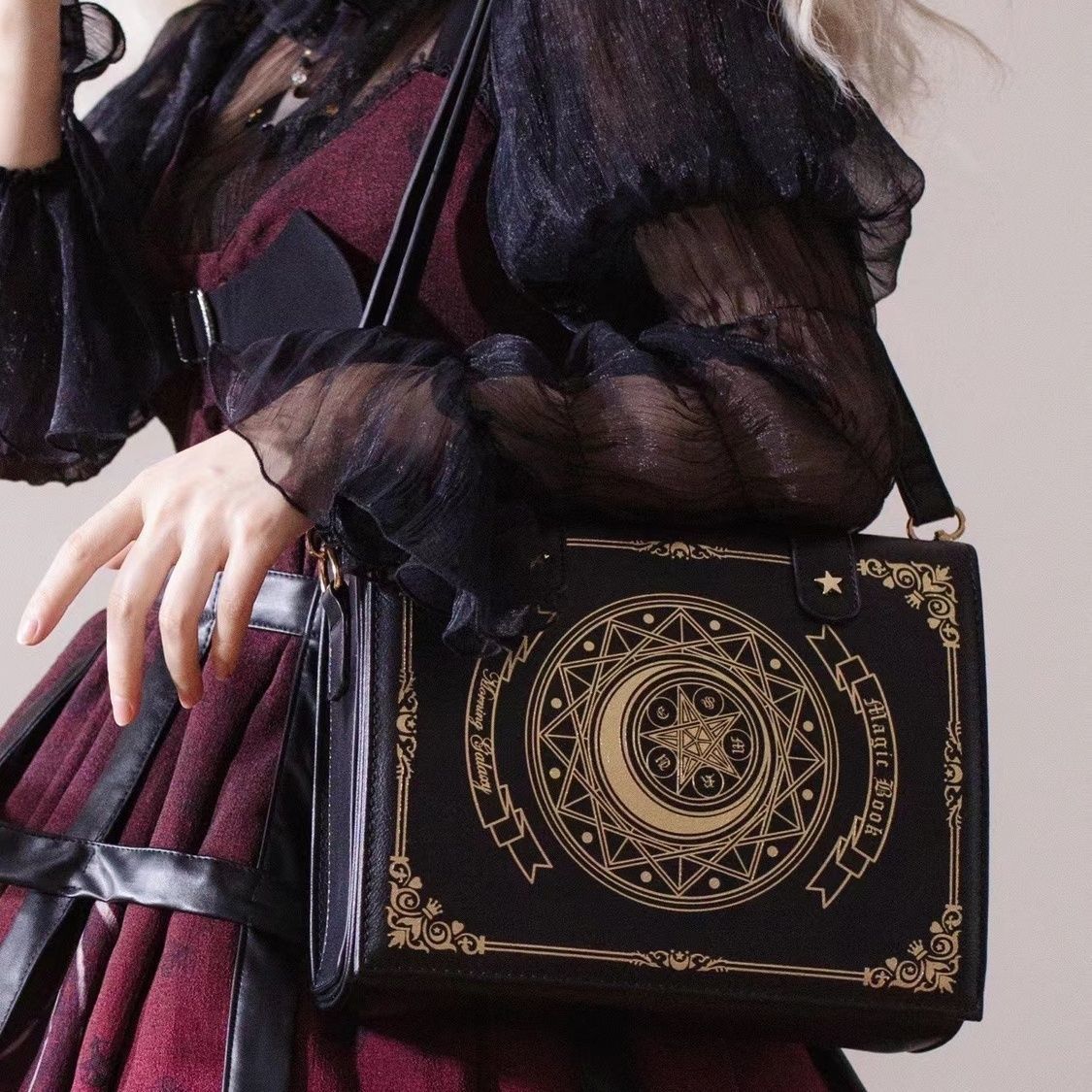 School Bags Sailor Moon Magic Book Lolita Girls Kawaii JK Schoolbag Diagonal Crossbody Shoulder Gothic Backpack Leather Flap Handbag 230328