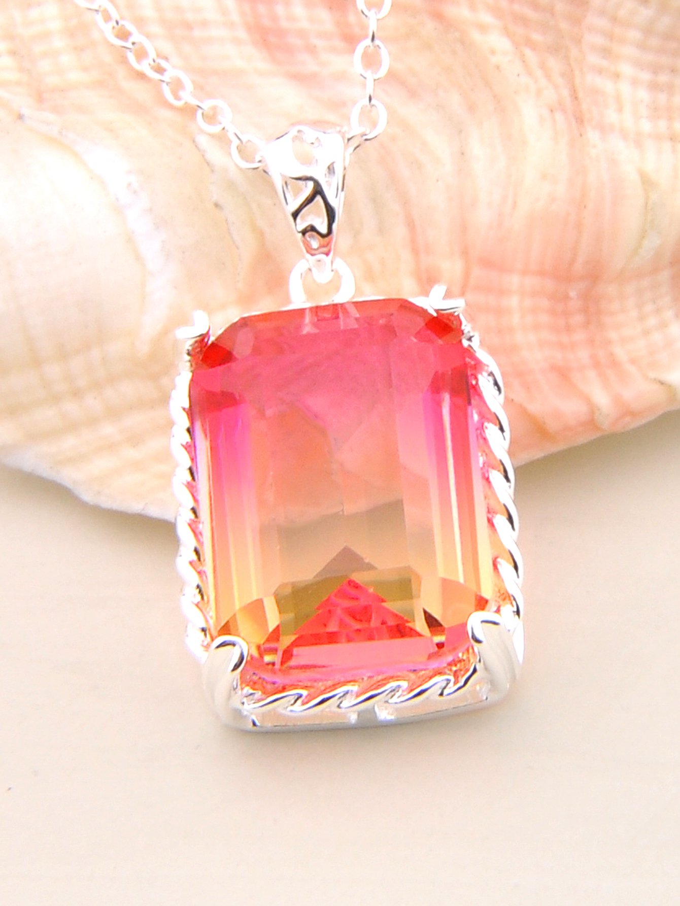 Fashion Jewelry Luckyshine Bezel Setting Mystic Tourmaline Gemstone 925 Silver Pendant Weddings Jewelry Gift For Women