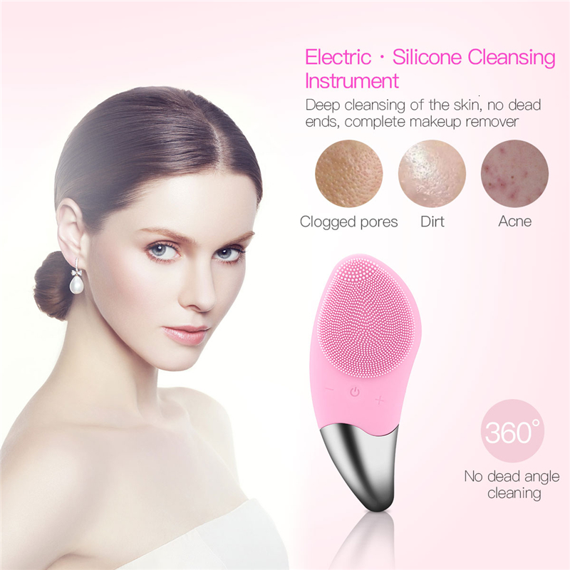Cleaning Tools Accessories Mini Electric Cleansing Brush Silicone Sonic Face Cleaner Deep Pore Cleaning Skin Face Cleaning Brush Device USB Recharge 2