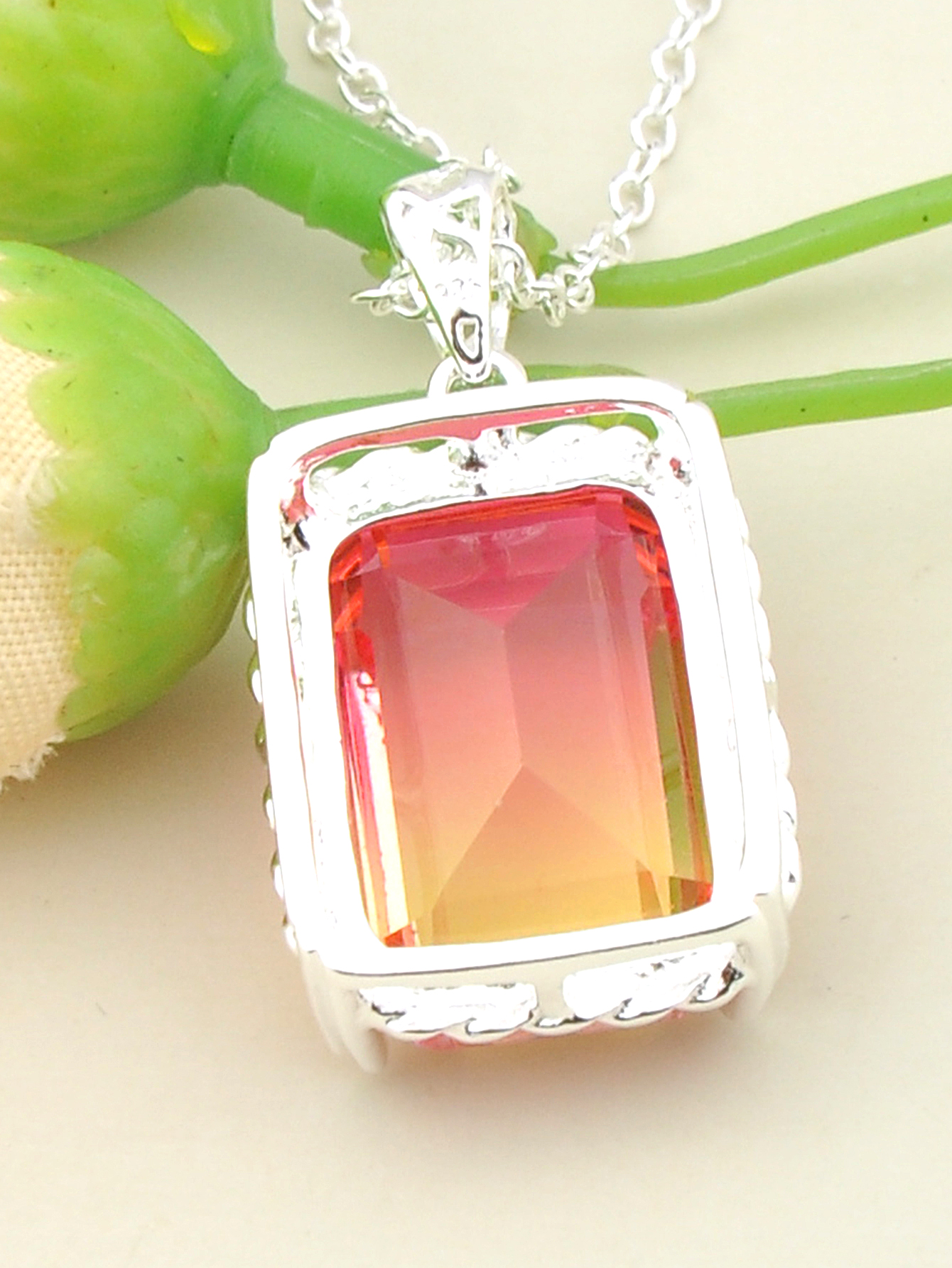 Fashion Jewelry Luckyshine Bezel Setting Mystic Tourmaline Gemstone 925 Silver Pendant Weddings Jewelry Gift For Women