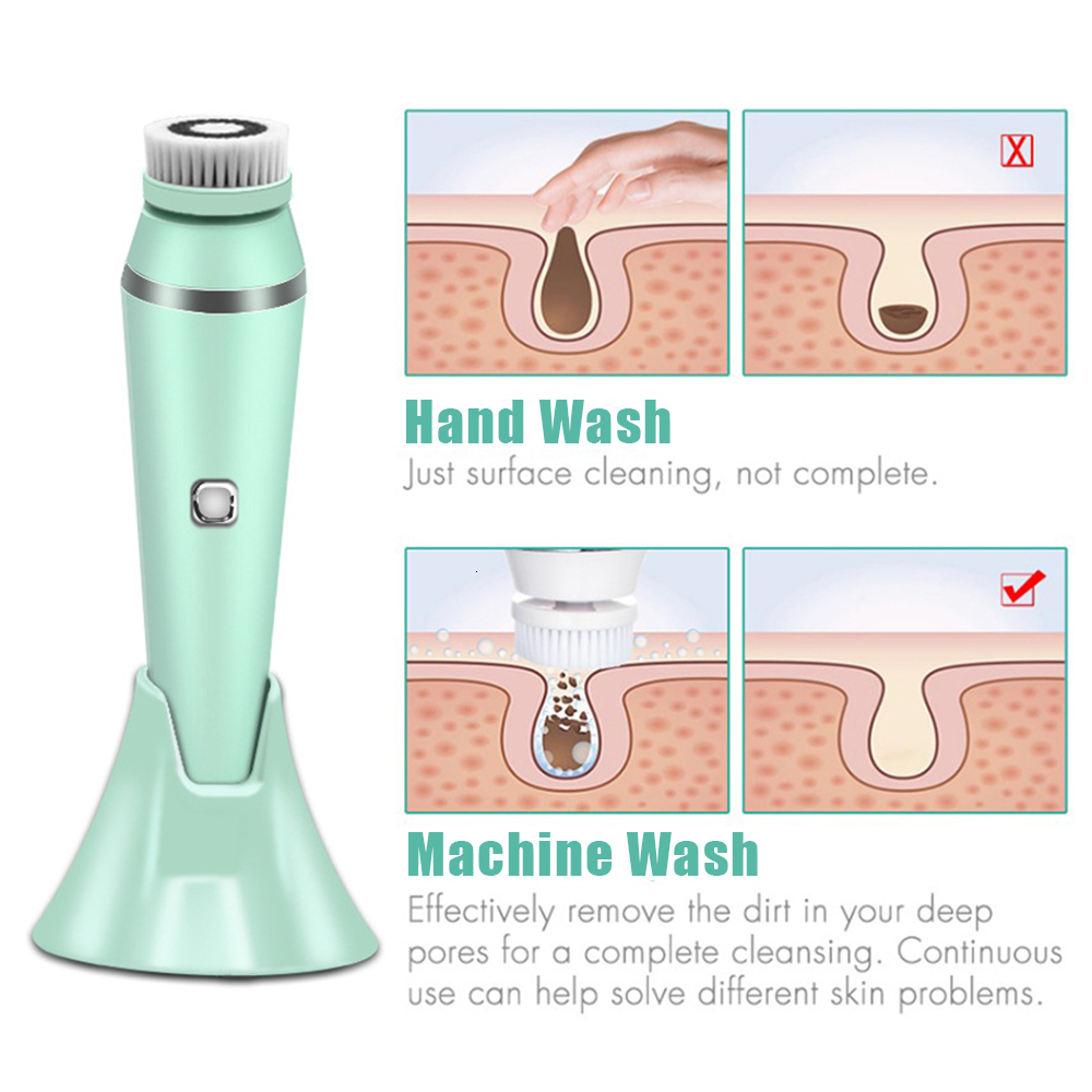 Cleaning Tools Accessories 4 in 1 Electric Brush Face Skin Spa Cleansing USB Rechargeable Massager Cleaner with 4 Heads Skin Care Clean Beauty Tool 23