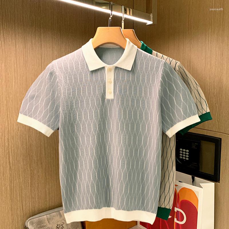 Men' Polos Summer Fashion Vintage Polo Shirt Men Stripe Luxury Knitting Casual Lapel Pullover Male Short Sleeve Slim Chic D57, Gray
Men' Polos Summer Fashion Vintage Polo Shirt Men Stripe Luxury Knitting Casual Lapel Pullover Male Short Sleeve Slim Chic D57, Gray
