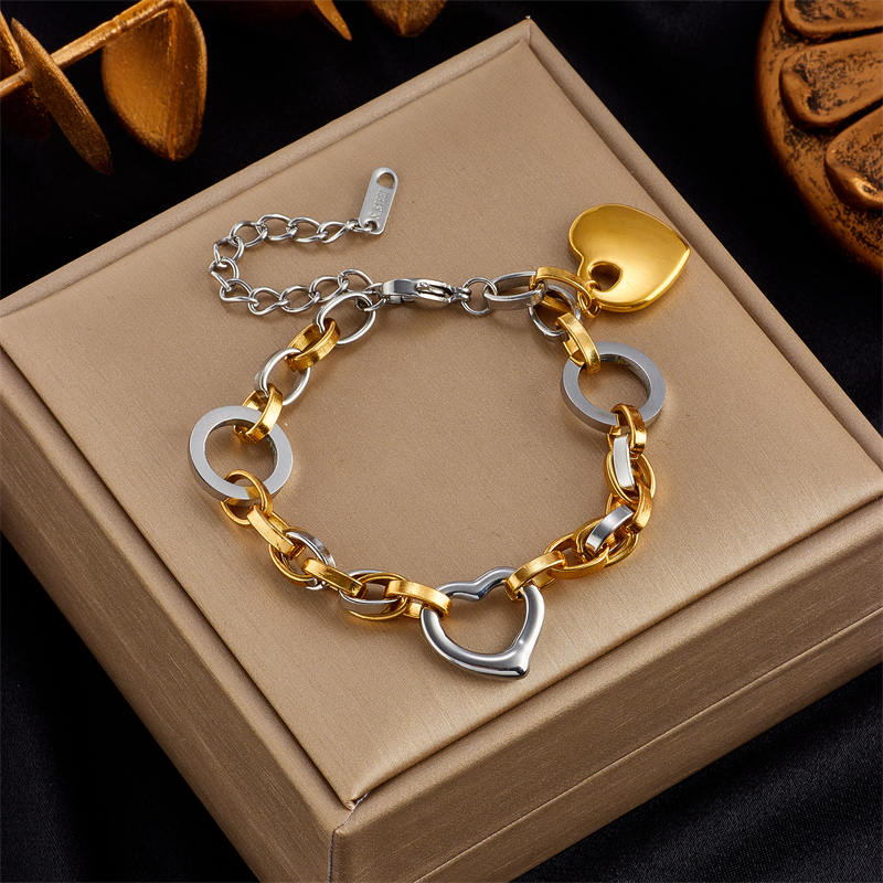 Charm Bracelets DIEYURO 316L Stainless Steel Heart Charm Bracelet For Women Hip Hop Street Trend Girls Wrist Jewelry Fashion Party Wedding Gifts 23032