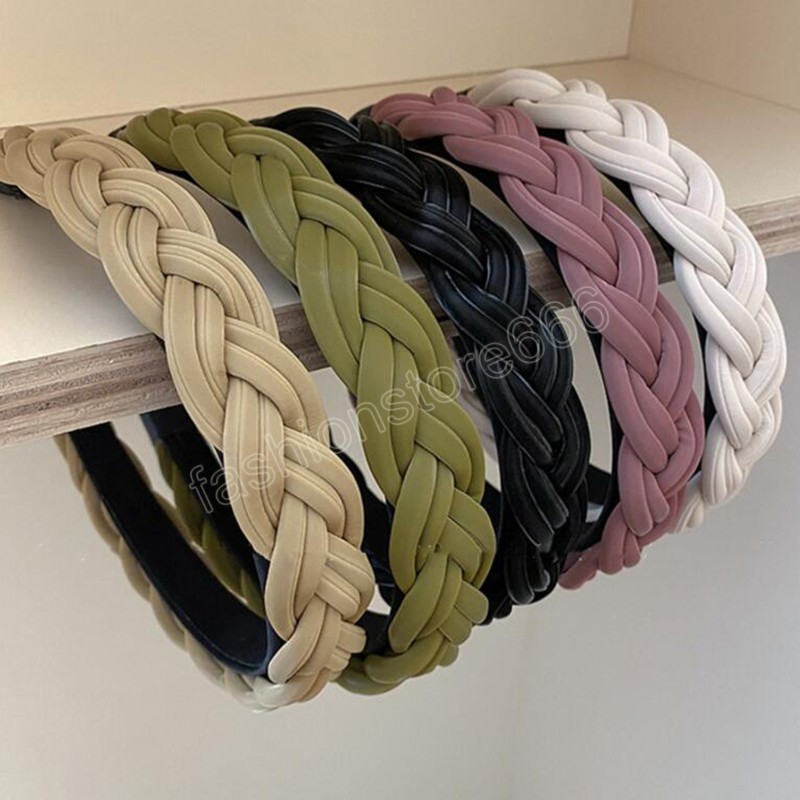 Fashion Women Headband Handmade Braided Hairband Girls Solid Color Headwear Hair Accessories
