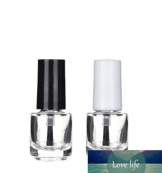 Wholesale 5ml Round Shape Refillable Empty Clear Glass Nail Polish Bottle For Nail Art With Brush Black Cap white caps