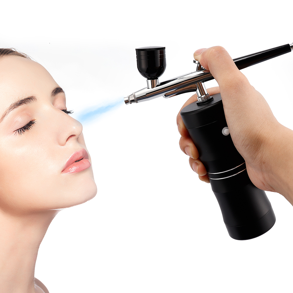 Face Care Devices Top 03mm Mini Air Compressor Kit AirBrush Paint Spray Gun Airbrush For Nail Art Tattoo Craft Cake Nano Fog Mist Sprayer 230328