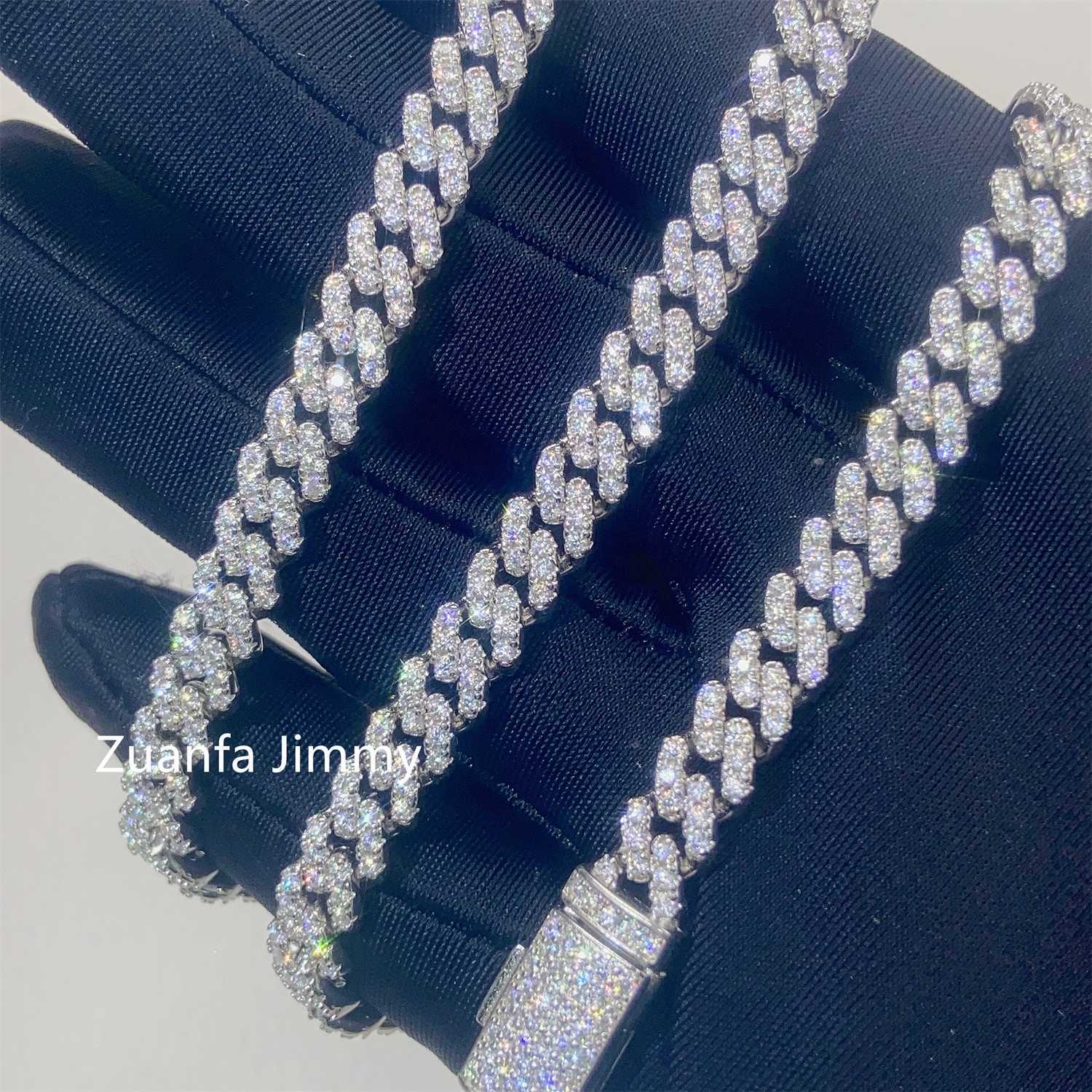 Pass Diamond Tester Gra Certificates 6mm 8mm Width One Row 925 Sterling Silver Vvs Moissanite Cuban Link Chain Necklace