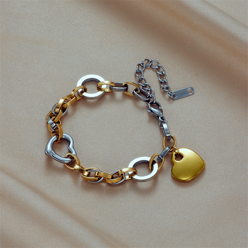 Charm Bracelets DIEYURO 316L Stainless Steel Heart Charm Bracelet For Women Hip Hop Street Trend Girls Wrist Jewelry Fashion Party Wedding Gifts 23032
