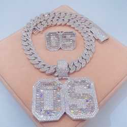 necklace moissanite chain Hot Sell Urban Jewelry Rapper Custom Iced Out Hip Hop Letter Initial Name Pendant Moissanite