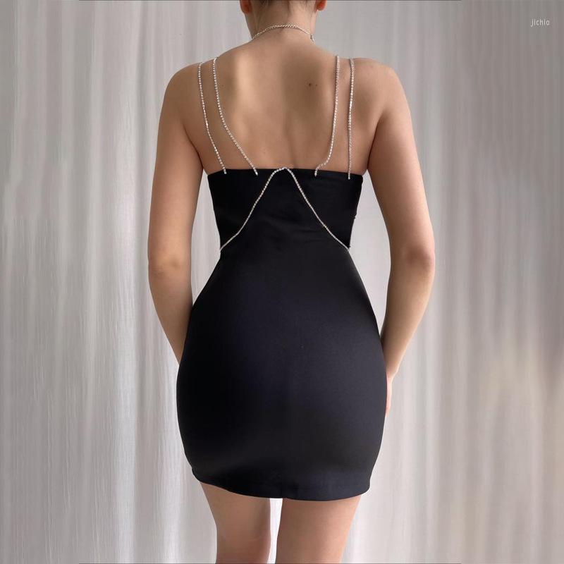 Casual Dresses Elegant Spaghetti Strap Bodycon Mini Short Skirt Female Sexy Backless Party Evening Club Tight Y2K Summer For Women
