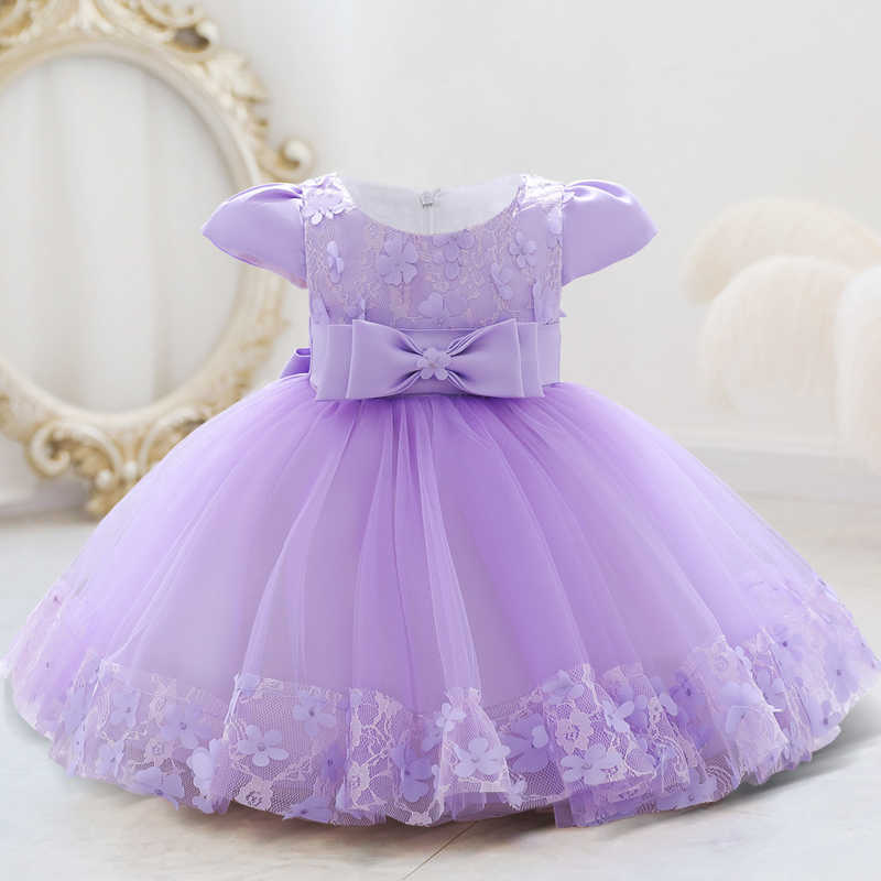 Girl's Dresses 2023 Flower Ceremony Baptism 1 Year Birthday Dress For Baby Girl Clothing Lace Princess Dresses Bow Party Dress Toddler Clothes P2