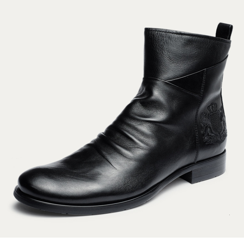Boots Mens Leather Boots Retro High Top Zip PU Leather Shoes Autumn Ankle Boots Men Chelsea Booties Zapatos De Hombre Plus Size 48 230327