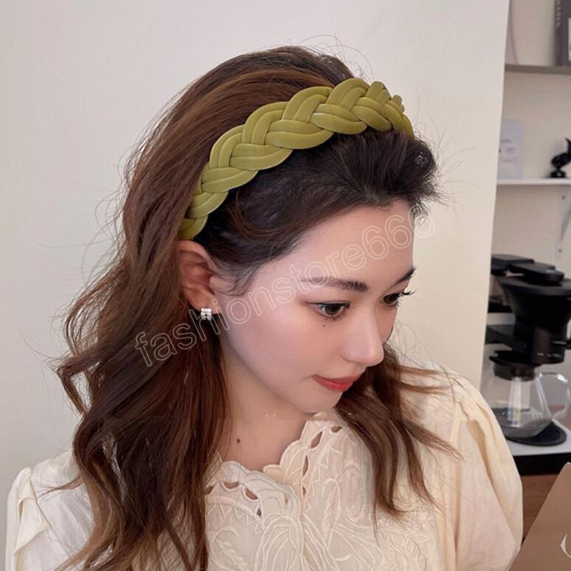 Fashion Women Headband Handmade Braided Hairband Girls Solid Color Headwear Hair Accessories